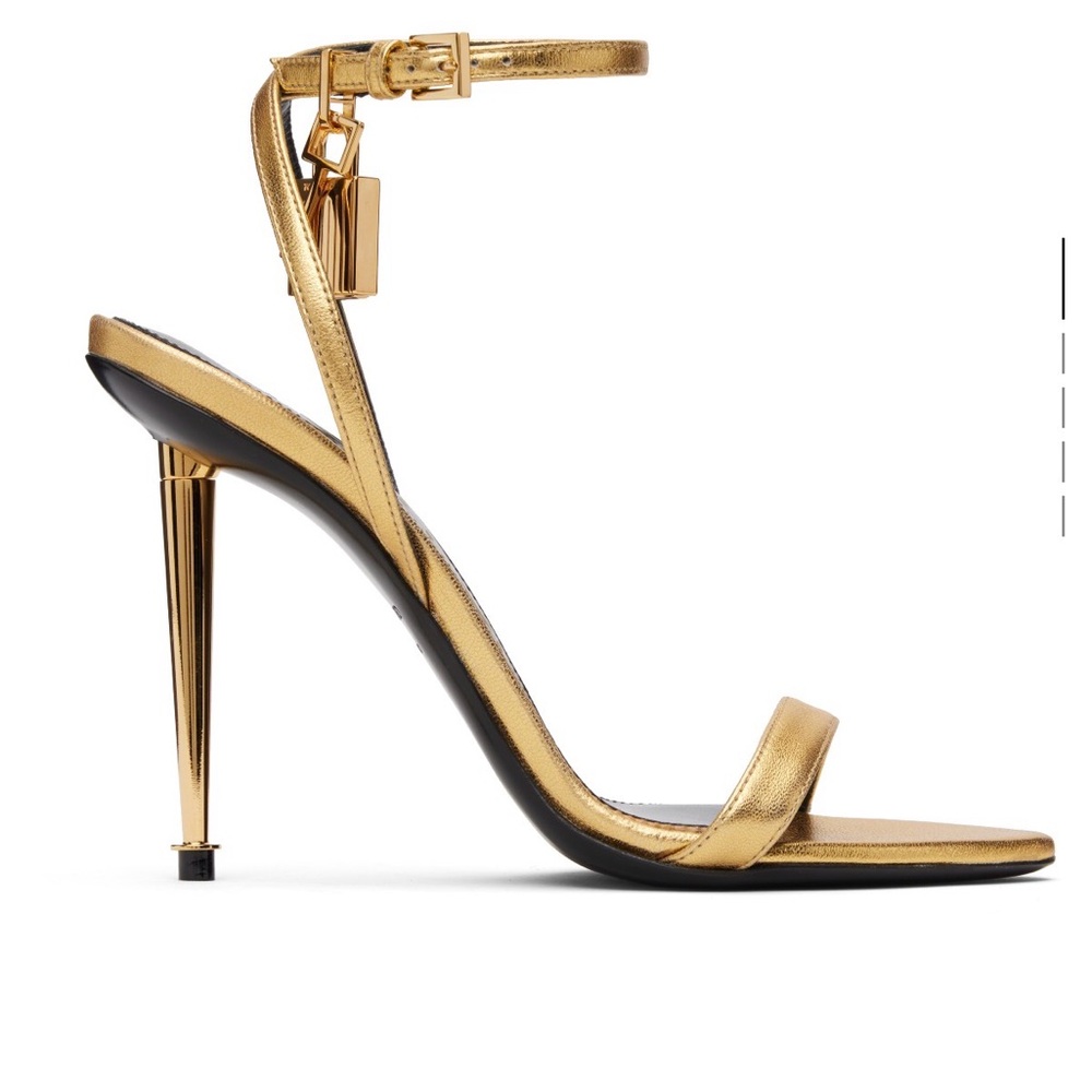 Tom Ford Shiny Gold Strap Heels